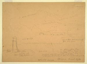 Dessin, chutes du Niagara, Terrapin Point, 20 mars 1856 - Frederic Edwin Church
