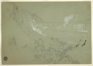 Dessin, chutes du Niagara depuis la base de Prospect Point, 1856 ou 1858