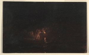 Dessin, scène de pêche nocturne, 1868-69
