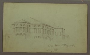 Dessin, vieille maison, Beyrouth, 1868