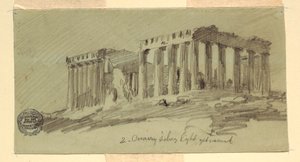 Dessin, Parthénon, Athènes vue du sud-est, avril 1869 - Frederic Edwin Church