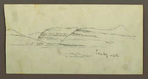 Dessin, plaine et chaîne de montagnes, peut-être 1868 - Frederic Edwin Church