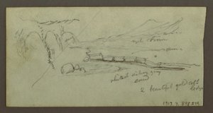Dessin, plaine et chaîne de montagnes, peut-être 1868 - Frederic Edwin Church
