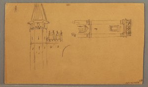 Dessin, plaines, études architecturales, 4 juin 1868 - Frederic Edwin Church