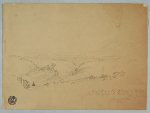 Dessin, Souvenir du paysage sur la route de Fusugasuga à Pandi, New Granda, Colombie, 11 juillet 1853 - Frederic Edwin Church