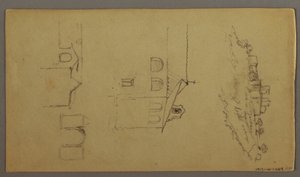 Dessin, Recto : Blanc ; Verso : Fortree on Hilltop, Two c, Gateway, peut-être 1868-69 - Frederic Edwin Church