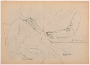 Dessin, Robert L. Stuart assis, premier portrait, pour le Presbytarian Hospital ; Mr. W. ARmory, étude de la poitrine et du bras, 1881 - Frederic Edwin Church