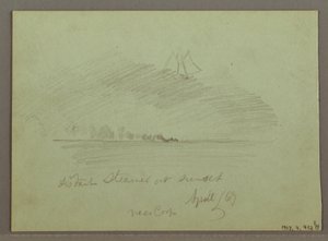 Dessin, Rochers devant la côte, Falaises rocheuses près de la côte, avril 1869 - Frederic Edwin Church