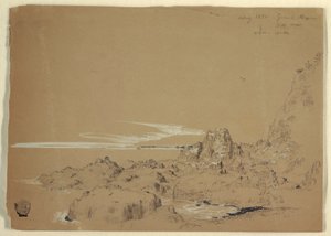 Dessin, côte rocheuse, Grand Manan, Canada, août 1851 - Frederic Edwin Church