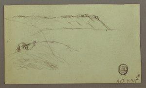 Dessin, ruines entourées de murs, tentes, études de deux figures, 28 avril 1868 - Frederic Edwin Church