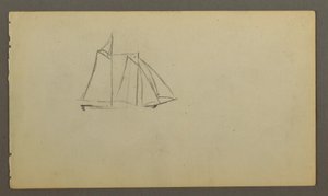 Dessin, voilier sur les vagues, peut-être 1860 - Frederic Edwin Church
