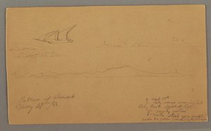 Dessin, voilier, côte montagneuse, îles, 29 mai 1868 - Frederic Edwin Church