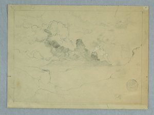 Dessin, éruption du volcan Sangay, Équateur, 1857-62