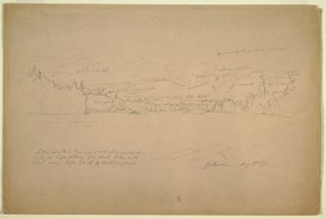 Dessin, rive du lac et contreforts du mont Katahdin, 29 août 1856 - Frederic Edwin Church