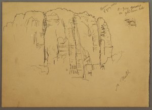 Dessin, Croquis de Petra, Jordanie, février 1868 - Frederic Edwin Church