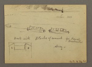 Dessin, Croquis du Moyen-Orient, y compris le canal de Suez, janvier 1868 - Frederic Edwin Church