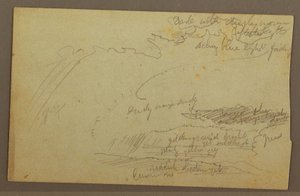 Dessin, étude du ciel, crêtes montagneuses, arc-en-ciel, années 1860 - Frederic Edwin Church