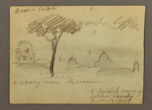 Dessin, Basilique Saint-Pierre et Cité du Vatican (vue du nord), Rome, Italie, janvier 1869 - Frederic Edwin Church