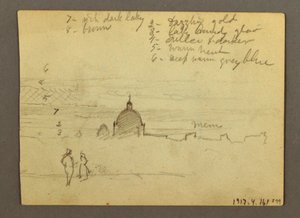 Dessin, Basilique Saint-Pierre et Cité du Vatican (vue du nord), Rome, Italie, janvier 1869