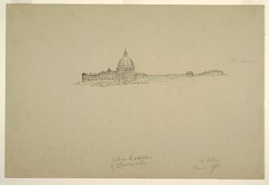 Dessin, Saint Peters et le palais du Vatican vus du nord-est, 18 mars 1869 - Frederic Edwin Church