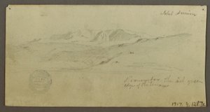 Dessin, maison seigneuriale, personnage montant un chameau, études architecturales, palmier, peut-être 1868 - Frederic Edwin Church