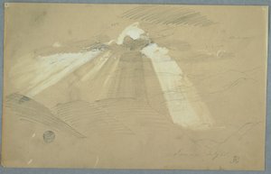 Dessin, soleil traversant les nuages, Jamaïque, juillet 1865