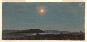 Dessin, soleil ou lune se levant sur les îles Porcupine, Bar Harbor, vers 1860 - Frederic Edwin Church