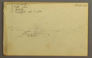 Dessin, Soleil se couchant derrière des collines basses, 1845 - Frederic Edwin Church