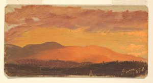Dessin, coucher de soleil, vallée de l