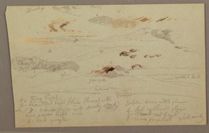 Dessin, coucher de soleil, peut-être 1860