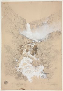Dessin, chutes de Tequendama près de Bogota, Colombie, juillet 1853 - Frederic Edwin Church