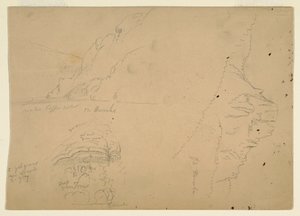 Dessin, Trois esquisses des rives montagneuses et escarpées du Danube, 1868 - Frederic Edwin Church