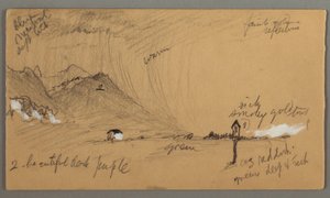 Dessin, orage, montagnes, sculpture de dévotion, Autriche ou Bavière, 1868 - Frederic Edwin Church