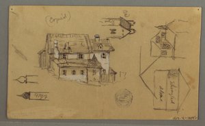 Dessin, maison en bois, Sky, Autriche, 1er août 1868 - Frederic Edwin Church