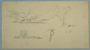 Dessin, Arbres, un rivage avec des buissons et des arbres, septembre 1876 - Frederic Edwin Church