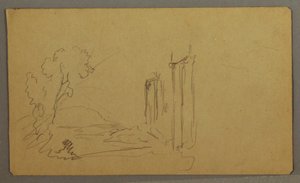 Dessin, Arbres, colonnes classiques, peut-être 1865-66 - Frederic Edwin Church