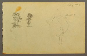 Dessin, arbres, vache, 1844 - Frederic Edwin Church
