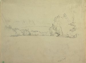 Dessin, lac Upper Togue, vers 1885 - Frederic Edwin Church