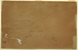 Dessin, vallée avec un ruisseau et des maisons, près de Guaranda, Équateur, 4 juin 1857 - Frederic Edwin Church