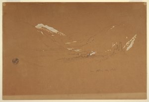 Dessin, vallée " près de Golling ", Autriche, 5 août 1868 - Frederic Edwin Church