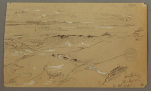 Dessin, vue sur Wady el-Arabah, 20 février 1868 - Frederic Edwin Church