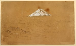 Dessin, vue du mont Chimborazo enneigé près de Guanojo et Guaranda, Équateur, 12 juin 1857 - Frederic Edwin Church