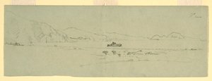 Dessin, Vue de la péninsule de Sorrente de Capri, Italie, depuis le nord-est, 1869 - Frederic Edwin Church