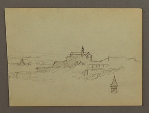 Dessin, Village sur la colline, peut-être 1868-69