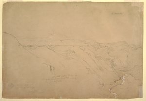 Dessin, Volcan Puresé et le Rio de Vinagre, Purese, Colombie, août 1853 - Frederic Edwin Church