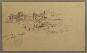 Dessin, roue à eau avec bassin dans un jardin, Jaffa, Palestine [Tel Aviv, Israël], mars 1868 - Frederic Edwin Church