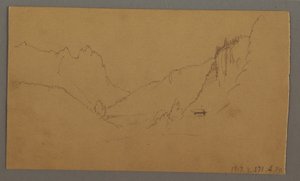 Dessin, Route sinueuse à travers la vallée, maison, peut-être 1868 - Frederic Edwin Church