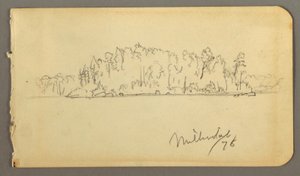 Dessin, rivage boisé, 1878 - Frederic Edwin Church
