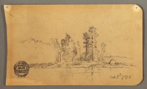 Dessin, rivage boisé, 1878 - Frederic Edwin Church