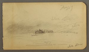 Dessin, rivage boisé dans le brouillard, peut-être 1878 - Frederic Edwin Church